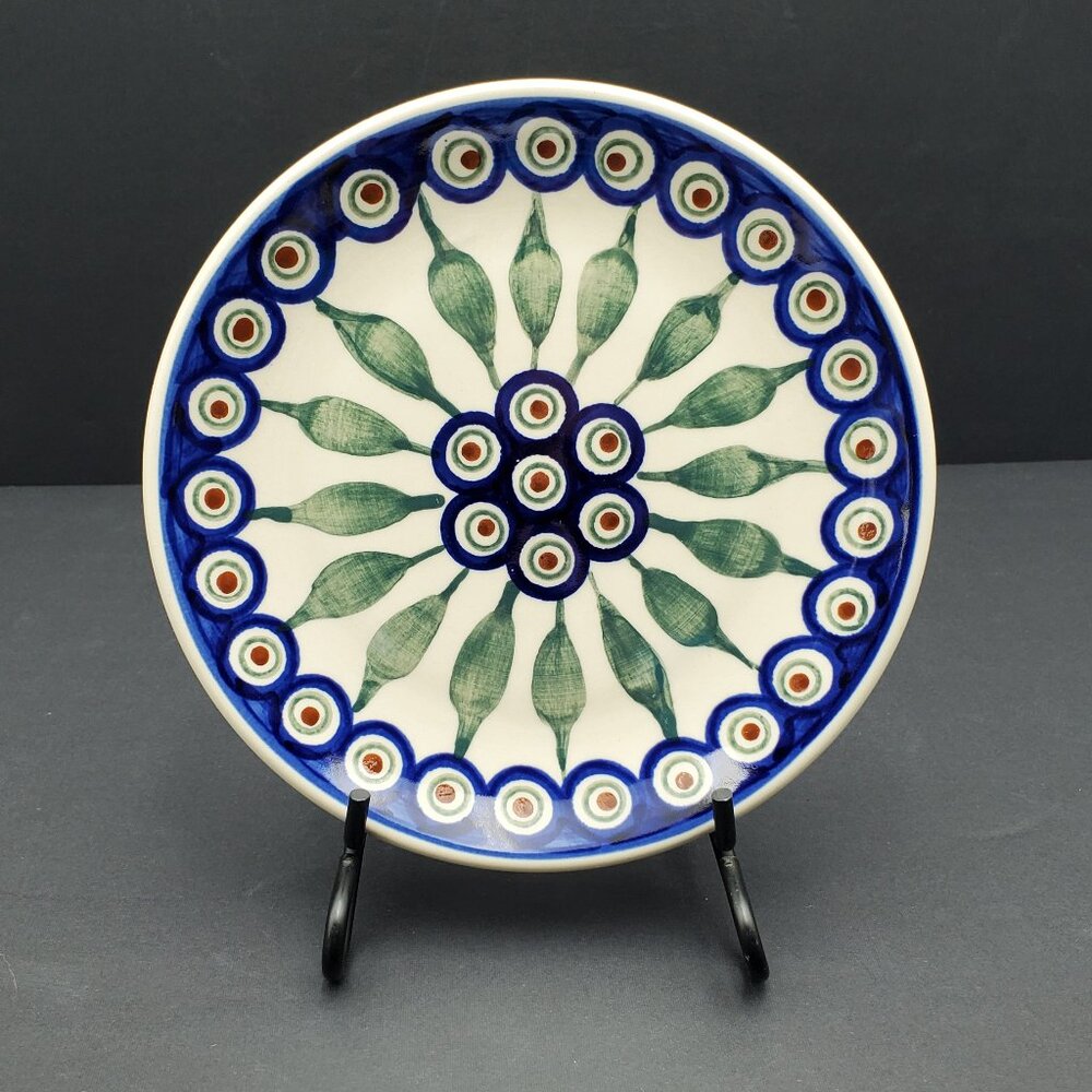 Polish Pottery Peacock Leaves Dessert Plate Peacock Salad Plate